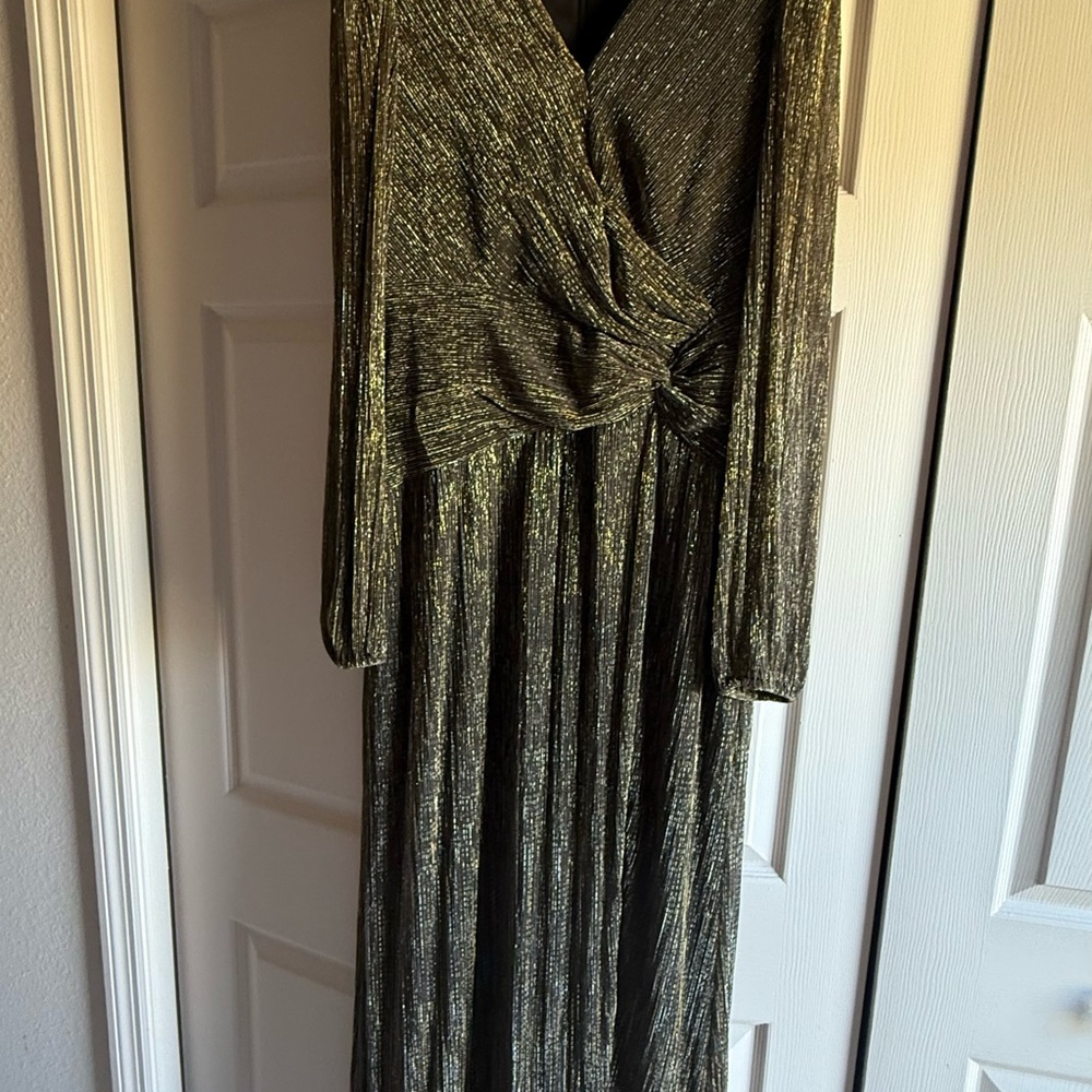 Xscape Metallic Long Sleeve Dress